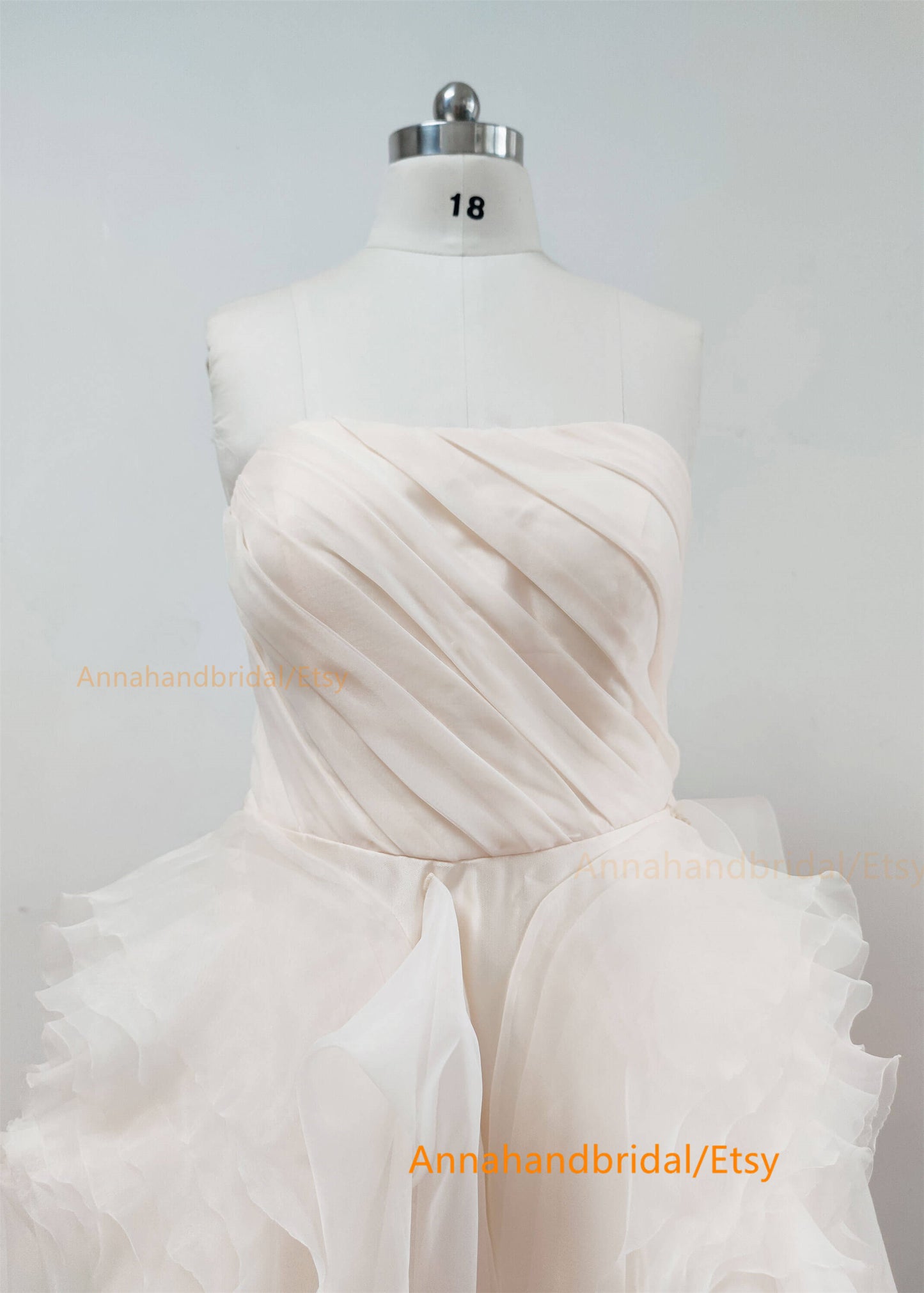 Champagne Organza Wedding Dress