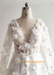 3D Flowers White Lace Wedding Dress