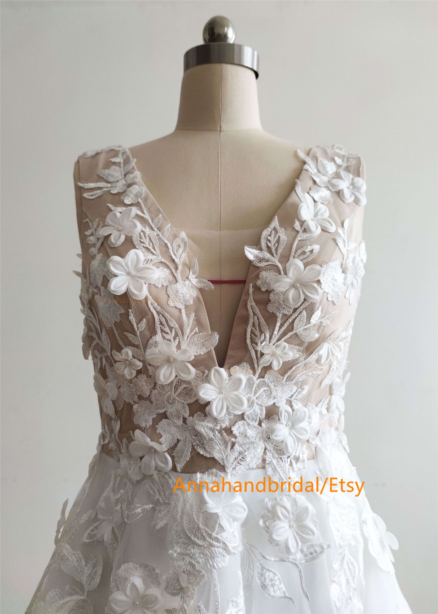 V Neck Lace Wedding Dress