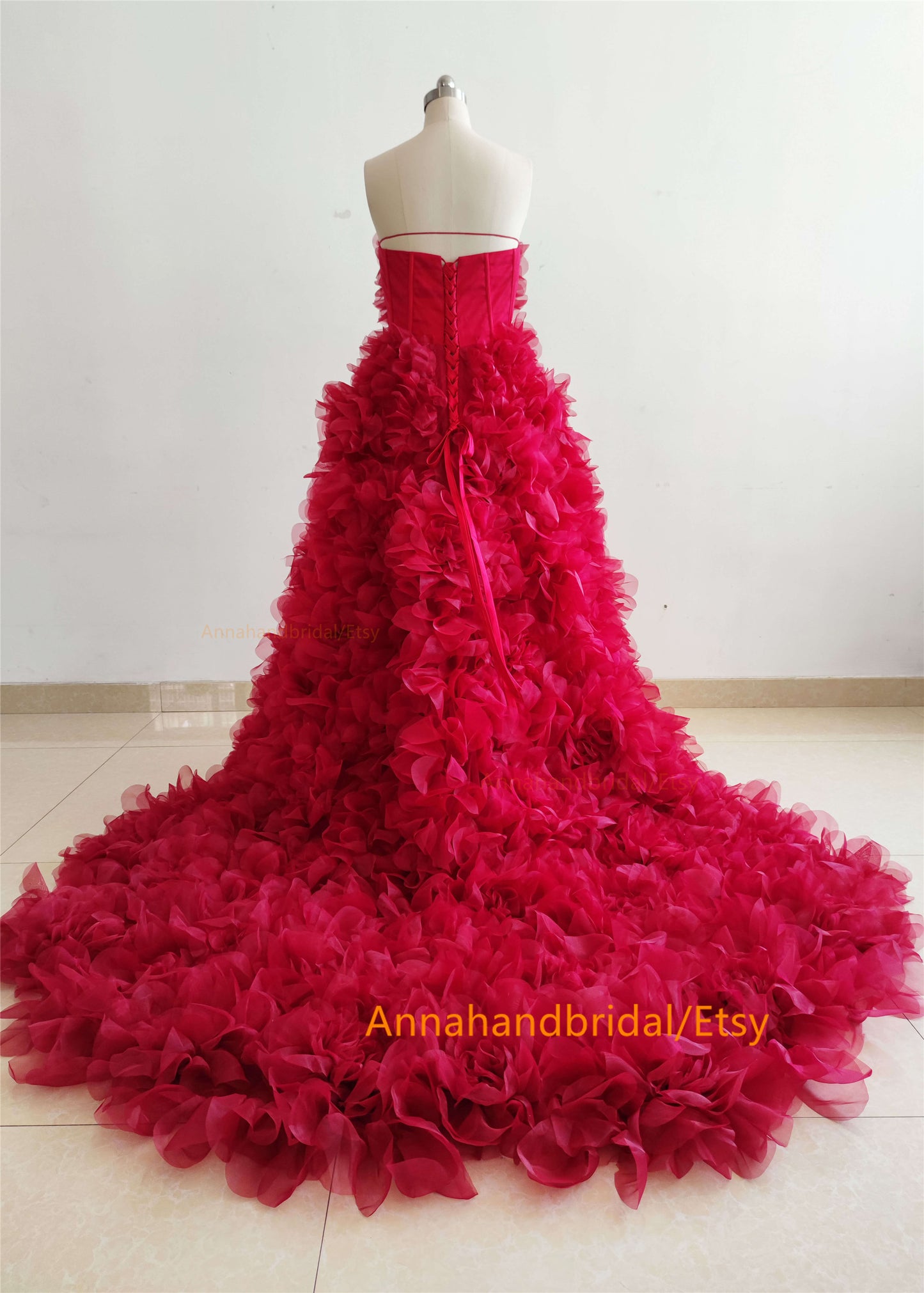 Dark Red Organza Photo Shot Dress