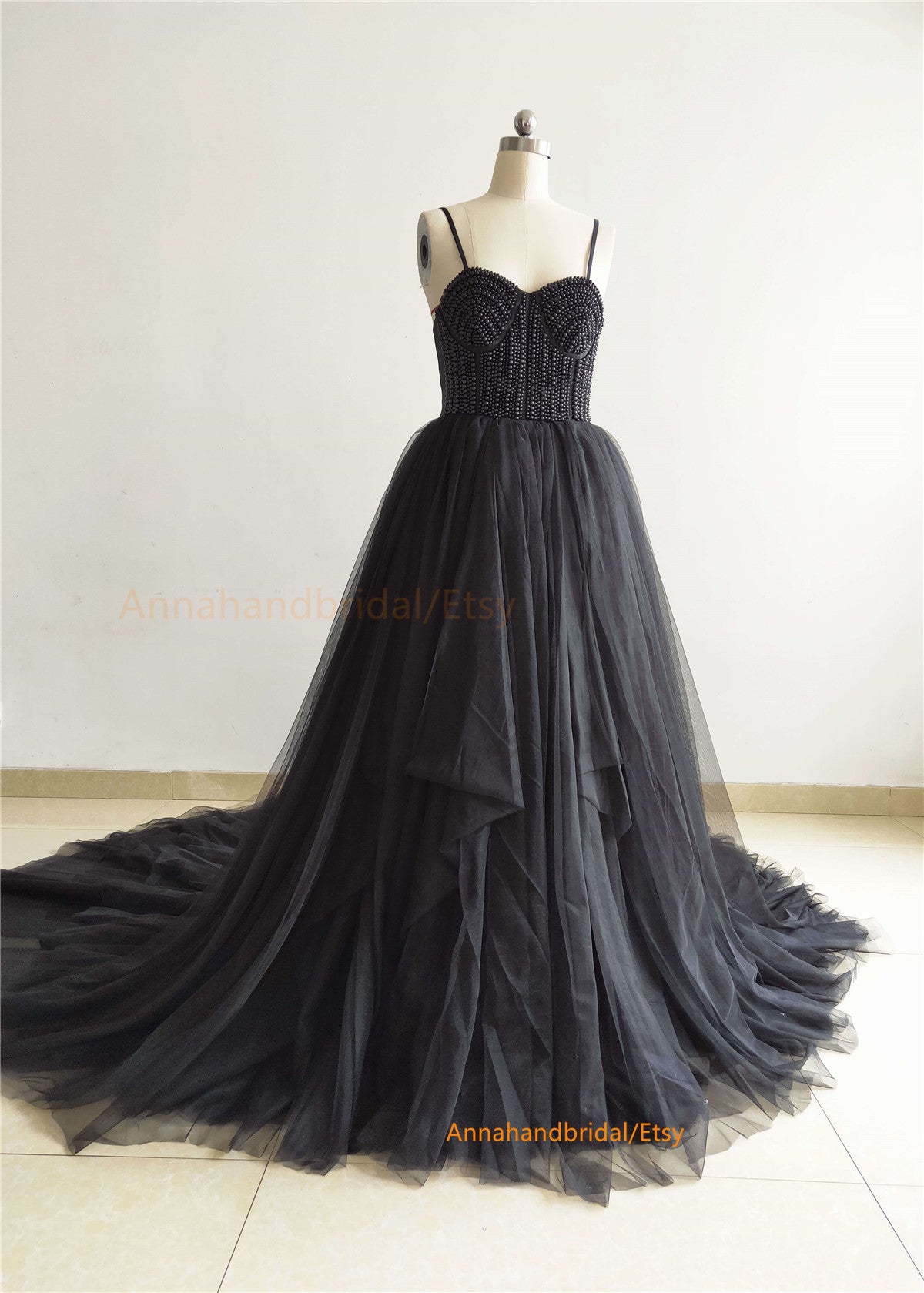 Black Pearls Bridal Dress/Prom Dress